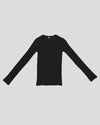 BASERANGE 25 Early Spring French organic cotton hollow heart-shaped long-sleeved T-shirt BAS-TOHLS-RB-000-Black